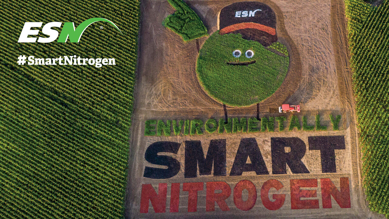 Environmentally Smart Nitrogen logo carved into a field.