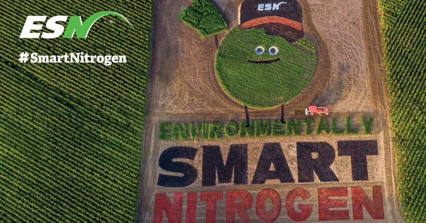 Environmentally Smart Nitrogen logo carved into a field.