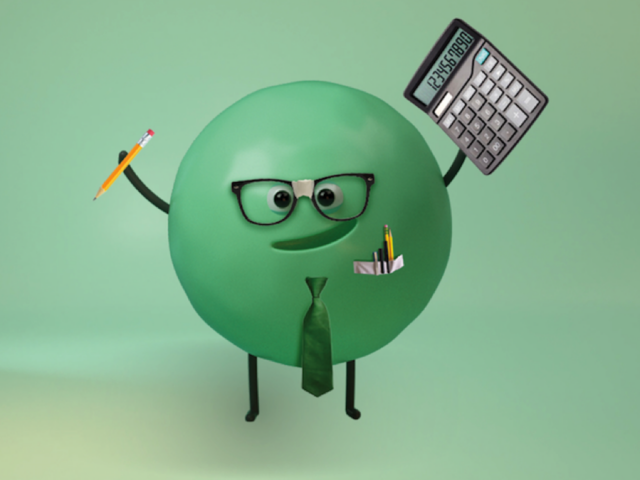 Granule Guy with calculator